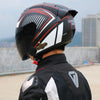 KUQIBAO Motorcycle Smart Bluetooth Sun Protection Double Lens Safety Helmet, Size: L(Glossy Black Phantom Fiber)