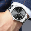 FNGEEN 2111 Men Simple Luminous Calendar Quartz Watch(Black Leather White Shell White Surface)