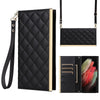 For Samsung Galaxy S21 Ultra 5G Crossbody Rhombic Sucker Leather Phone Case(Black)