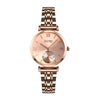SKMEI 9198 Simple Roman Numeral Dial Metal Belt Quartz Watch for Couples(Rose Gold Women)