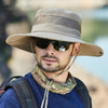9090 Men Outdoor Fishing Climbing Mountain Large Brim Fisherman Hat(Khaki)