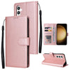For Samsung Galaxy S25+ 5G 3-Card Slots Multifunctional Leather Phone Case(Rose Gold)