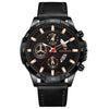 FNGEEN 5225 Multifunctional Waterproof Quartz Watch, Color: Black Leather Black Shell Black Surface