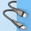 ENKAY ENK-CB128 PD 27W Type-C to 8 Pin Carbon Steel Hose Spring Fast Charging Data Cable, Length:2m(Black)