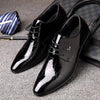 Men Pointed Glossy Crocodile Texture Leather Shoes, Shoe Size:39(Black)