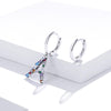 S925 Sterling Silver Colorful Zircon Letters A Asymmetry Women Earrings