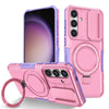 For Samsung Galaxy S25 5G Sliding Camshield MagSafe Holder TPU Hybrid PC Phone Case(Purple Pink)