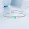 S925 Sterling Silver Ice Flower Transparent Blue-green Zircon Bracelet(BSB157)