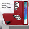 For Samsung Galaxy S25 Ultra 5G Rugged PC Hybrid Silicone Phone Case with Holder(Red+Black)