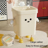 Cute Square Trash Can Household Living Room Bathroom Garbage Bin, Style: 7L Sitting White