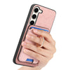 For Samsung Galaxy S23 FE 5G Retro Cross Leather Ring Vertical Insert Card Bag MagSafe Phone Case(Pink)