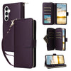 For Samsung Galaxy S23 FE 5G Nine-card Slots Zipper Wallet Bag Leather Phone Case(Dark Purple)