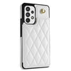 For Samsung Galaxy A52 4G / 5G / A52s 5G Rhombic Dual Buckle Card Slots Phone Case with Lanyard(White)