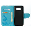 For Galaxy S8 Butterflies Embossing Horizontal Flip Leather Case with Holder & Card Slots & Wallet & Lanyard(Blue)