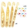 15mm+18mm+20mm+25mm+10 Pins Transparent Bold Crystal Crochet Knitting Tool Set
