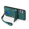 For Samsung Galaxy S25 5G Retro Card Wallet Fold Leather Phone Case with Strap(Green)