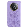For Realme 13+ Global Lily Embossed Leather Phone Case(Purple)