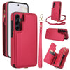 For Samsung Galaxy A35 5G Double Flap Zipper RFID Leather Phone Case with Short Lanyard(Red)