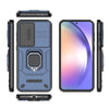 For Samsung Galaxy A56 5G Sliding Camshield TPU + PC Shockproof Phone Case with Holder(Blue)