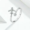 925 Sterling Silver Ring Plane Zircon Open White Gold Plated Ring