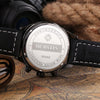 Ochstin 5043C Multifunctional Business Waterproof Leather Strap Quartz Watch(Black+Black+White)