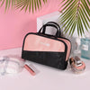 Multifunctional 2 In 1 Cosmetic Bag Portable Large Capacity Transparent Cosmetic Brush Storage Bag Wash Bag(Black + Pink)