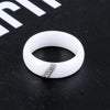 Simple Nano Ceramic Ring Trend Titanium Steel with Zircon Rings, Ring Size:8(White)