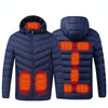9 Zone Double Control Blue USB Winter Electric Heated Jacket Warm Thermal Jacket, Size: XXL
