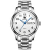OLEVS 5567 Men Steel Strap Waterproof Quartz Watch(White + Silver)