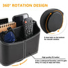 360 Degrees Rotating Desk Organizer Storage Box PU Leather Remote Control Holder, Style: Antique Pattern