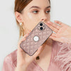 For iPhone 13 Rhombic Leather Back Cover Phone Case(Rose Gold)