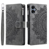 For Samsung Galaxy A06 5G Multi-Card Totem Zipper Leather Phone Case(Grey)