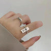 Platinum Plated Ladies Vintage Wear Combination Ring, Specification:J2284