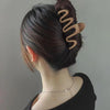 B646 Wavy Frosted Metal Clip Hair Accessories Manual Hair Clamp(Deep Coffee)