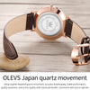 OLEVS 5869 Men Business Waterproof Genuine Leather Strap Quartz Watch(Blue + Brown)