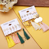 Women Long Tassel Stud Earrings Set Bohemian Flower Heart Earring(B11-02-03)
