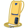 For Samsung Galaxy M14 4G Integrated Card Bag Solid Color Liquid Silicone Phone Case with Lanyard(Yellow)