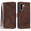 For Samsung Galaxy A36 5G Line Pattern Skin Feel Leather Phone Case(Coffee)