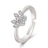 Women Crystal Cute Cat Claw Opening Adjustable Ring Jewelry(White diamond white gold)