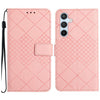 For Samsung Galaxy A56 5G Rhombic Grid Texture Leather Phone Case(Pink)