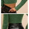 V-neck Mohair Sweater Temperament Short Paragraph Tops, Size: XL(Purple)