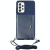 For Samsung Galaxy A33 5G Crossbody Lanyard Wallet Card Bag Phone Case(Dark Blue)