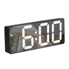 Mirror Bedside Alarm Clock Battery Plug-In Dual-Purpose LED Clock, Colour: Rectangular Black Shell (Mirror White Light)