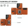 For Samsung Galaxy S25 Ultra 5G YM006 Skin Feel Zipper Card Bag Phone Case with Dual Lanyard(Brown)