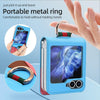 For Samsung Galaxy Z Flip5 VIETAO Metal Ring Card Slot PU Phone Case(Blue Pink)
