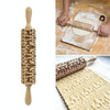 Christmas Embossing Rolling Pin Baking Cookies Fondant Cake Dough Engraved Roller(35cm elk)