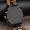 D21 Men Wooden Strap Stainless Steel Luminous Waterproof Watch(Black)