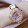 BS Bee Sister FA1490 Ladies Diamond-Set Ceramic Strap Watch(Rose Gold)