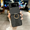 For Samsung Galaxy Z Flip4 5G Sparkling Diamond Rhombus PC Phone Case with Ring(Black)