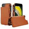 For iPhone SE 2022 / 2020 / 8 Double Flap Zipper RFID Leather Phone Case with Short Lanyard(Brown)